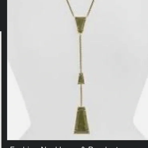 Kendra Scott Epidote & Gold-Plated Geometric Collins Lariat Necklace - Picture 2 of 4